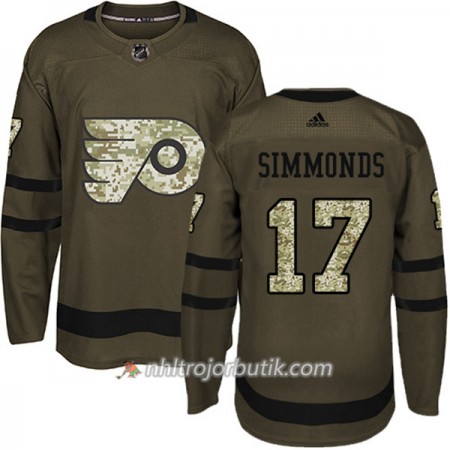 Män Ishockey Philadelphia Flyers Tröja Wayne Simmonds 17 Adidas 2017-2018 Camo Grön Authentic